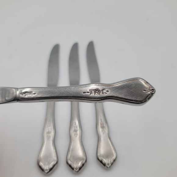 Oneida Other - 4pc Oneida Morning Blossom Stainless Steel Dinner Knives Floral 9 inch